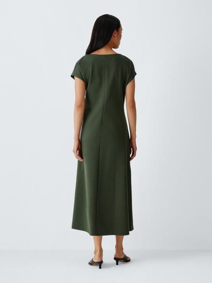 John Lewis Twist Jersey Cap Sleeve Midi Dress, Black - view 2, Khaki