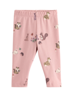 Lindex Baby Forest Animal Leggings, Dusty Pink, Dusty Pink