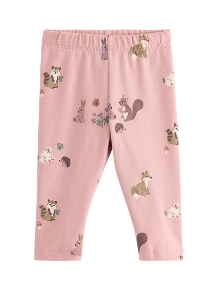 Lindex Baby Forest Animal Leggings, Dusty Pink, Dusty Pink