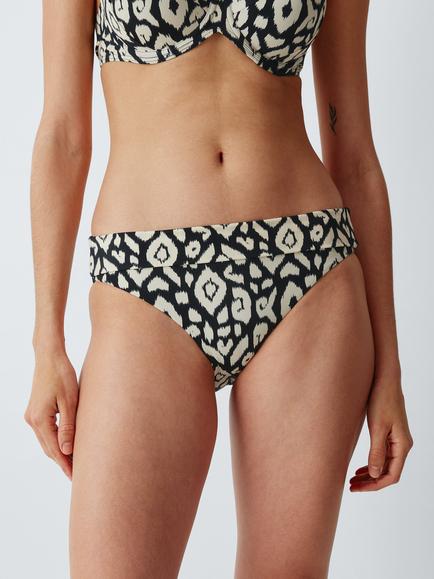 John Lewis Maya Aztec Foldover Bikini Bottoms, Black, Black