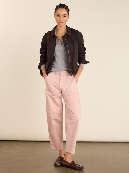 Baukjen Reece Barrel Leg Cargo Jeans, Pastel Pink, Pastel Pink