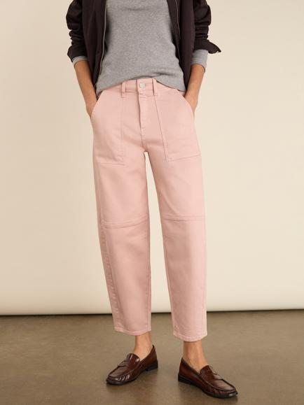 Baukjen Reece Barrel Leg Cargo Jeans, Pastel Pink - view 2, Pastel Pink
