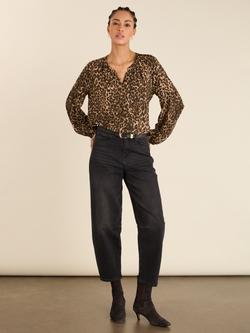Baukjen Claudia Leopard Print Top containing LENZING™ ECOVERO™ Viscose, Caramel/Multi, Caramel/Multi