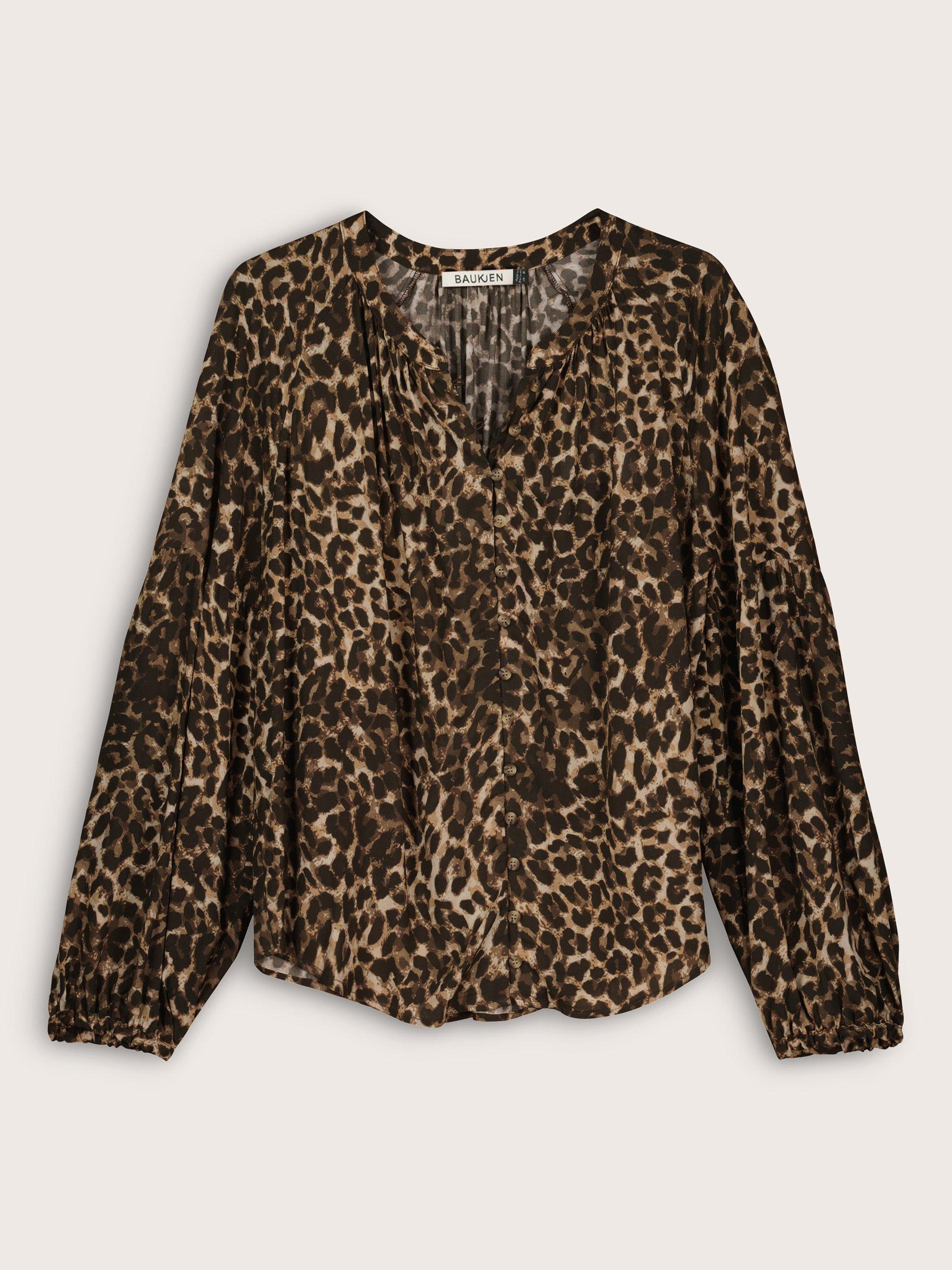 Product image 4 of 5, which shows Baukjen Claudia Leopard Print Top containing LENZING™ ECOVERO™ Viscose, Caramel/Multi, 10