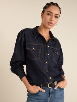 Baukjen Heather Long Sleeve Denim Shirt, Dark Blue, Dark Blue