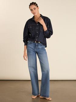 Baukjen Heather Long Sleeve Denim Shirt, Dark Blue - view 2, Dark Blue