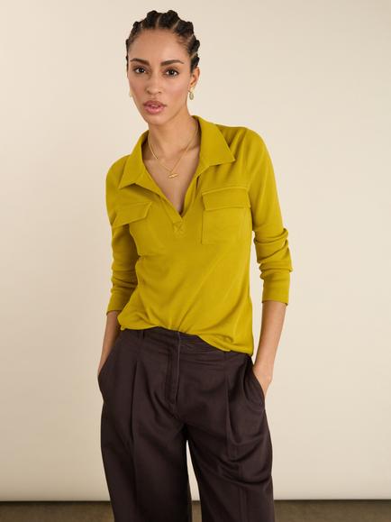 Baukjen Allie Rib Jersey Top, Chartreuse