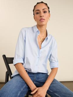 Baukjen Riemke Poplin Boyfriend Fit Shirt, Ice Blue, Ice Blue
