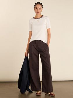 Baukjen Sylvie Ribbed Contrast Collar T-Shirt, Cream - view 2, Cream