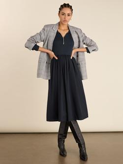 Baukjen Kate Zip Neck Midi Dress, Classic Navy - view 2, Classic Navy