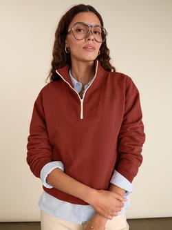 Baukjen Maddox Zip Neck Sweatshirt, Terracotta, Terracotta