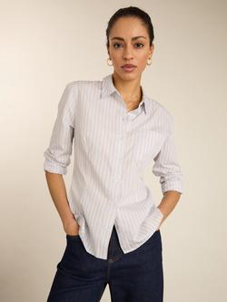 Baukjen Nicola Stripe Shaped Waist Shirt, Blue/Multi, Blue/Multi