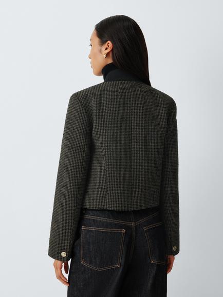 John Lewis Asymmetric High Neck Jacket, Puppytooth - view 2, Puppytooth