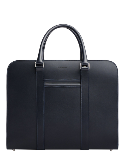 Carl Friedrik Palissy 15" Laptop Leather Double Briefcase, 16L, Navy