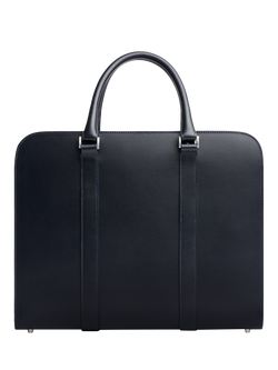 Carl Friedrik Palissy 15" Laptop Leather Double Briefcase, 16L - view 2, Navy