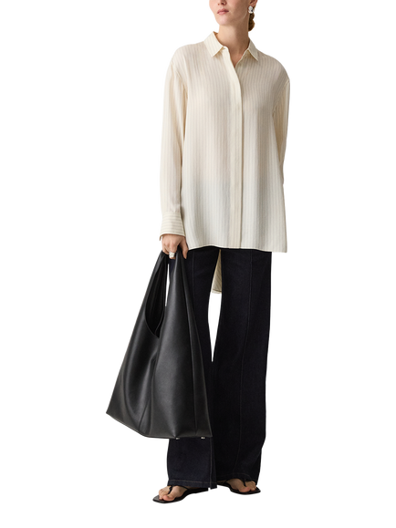 Theory Stripe Oversized Shirt, White, White