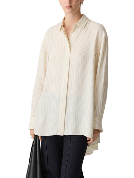 Theory Stripe Oversized Shirt, White - view 2, White