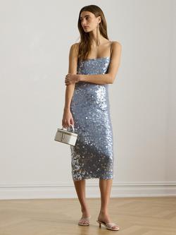 Lauren Ralph Lauren Strappy Sequin Midi Dress, Duck Egg Blue, Duck Egg Blue
