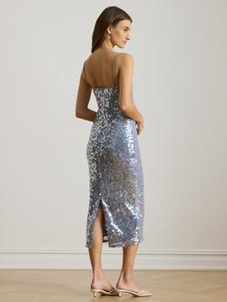 Lauren Ralph Lauren Strappy Sequin Midi Dress, Duck Egg Blue - view 2, Duck Egg Blue