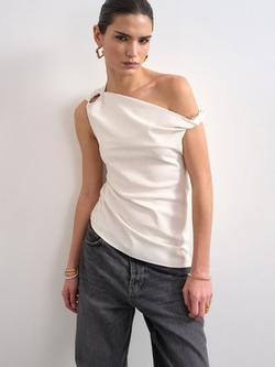 Topshop Twist Shoulder Sleeveless Top, White, White