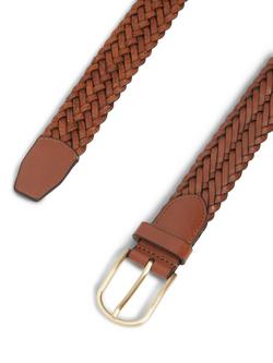 Tommy Hilfiger Archive Woven Leather Belt, Brown - view 2, Brown