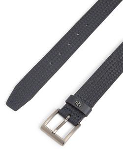 Tommy Hilfiger All Over Flag Print Leather Belt, Midnight Blue - view 2, Midnight Blue