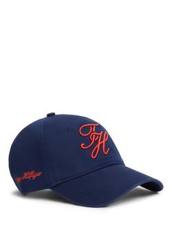 Tommy Hilfiger Cotton Embroidery Logo Baseball Cap, Navy/Orange