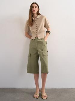 Topshop Fine Knit Cinch Waist Polo Shirt, Beige, Beige