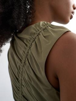 Topshop Drawcord Maxi Dress, Khaki - view 2, Khaki