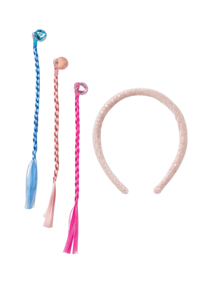 Stych Kids' Sequin Sparkle Hair Accessory Set, Pack of 4, Pink/Multi, Pink/Multi
