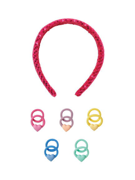 Stych Kids' Sequin Sparkle Hair Accessory Set, Pack of 6, Pink/Multi, Pink/Multi