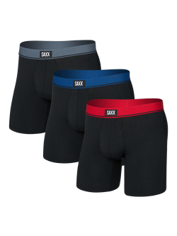 SAXX Essential Boxer Briefs, Pack of 3, Black Multi, Black Multi