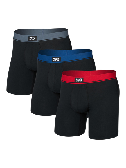 SAXX Essential Boxer Briefs, Pack of 3, Black Multi, Black Multi