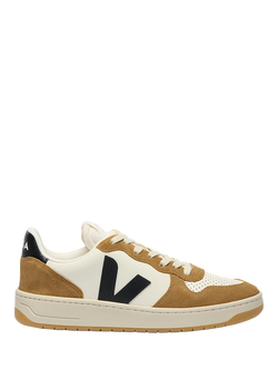 VEJA V10 Lace Up Trainers, Off White/Tan, Off White/Tan