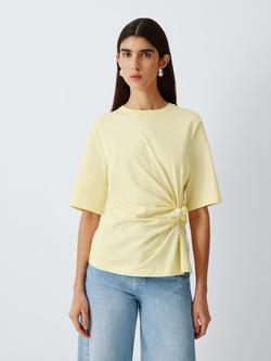 John Lewis Knot Detail Cotton T-Shirt, Yellow