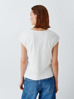 John Lewis Cowl Neck Sleeveless Cotton Top, White - view 2, White