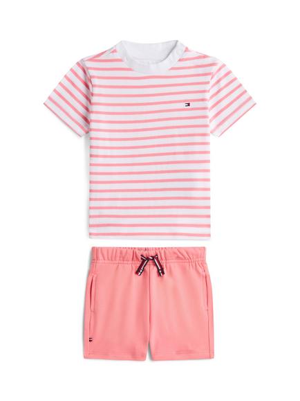 Tommy Hilfiger Baby Essential Striped T-Shirt and Shorts Set, Pink