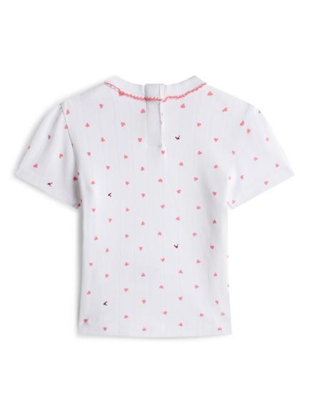 Tommy Hilfiger Baby Pointelle Short Sleeve Heart Print T-Shirt, White - view 2, White