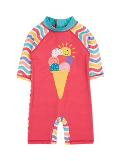 Frugi Baby Little Sun Safe Ice Cream Long Sleeve Swimsuit, Multi, Multi