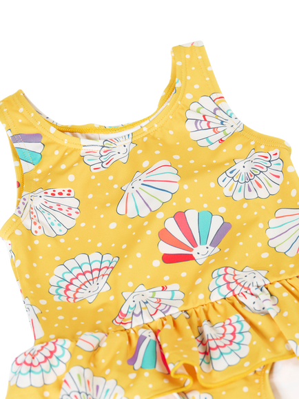 Frugi Baby Little Coral Swimsuit, Shellabrate - view 2, Shellabrate