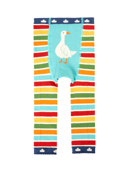 Frugi Baby Little Knit Leggings, Rainbow Goose, Rainbow Goose