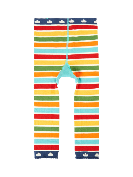 Frugi Baby Little Knit Leggings, Rainbow Goose - view 2, Rainbow Goose