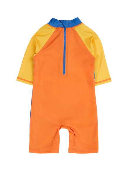 Frugi Baby Little Sun Safe Beachside Long Sleeve Swimsuit, Multi - view 2, Multi