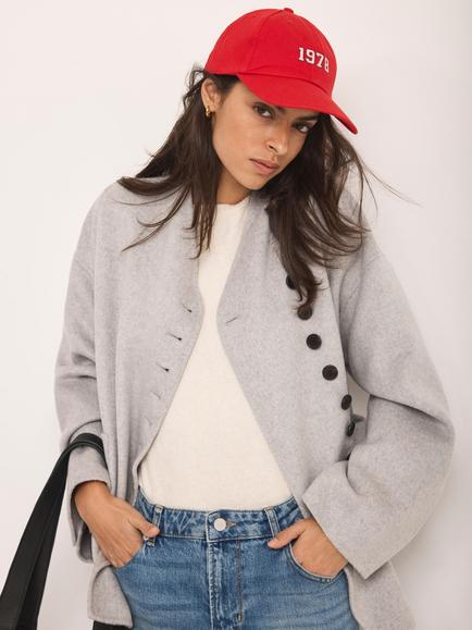 Mint Velvet Embroidered 1978 Baseball Cap, Red - view 2, Red