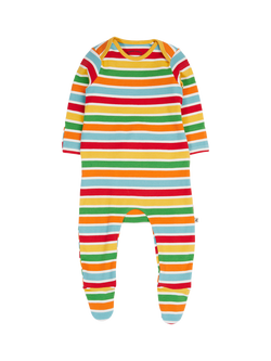 Frugi Baby Easy Dressing Cotton Stripe Sleepsuit, Multi, Multi