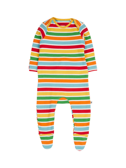Frugi Baby Easy Dressing Cotton Stripe Sleepsuit, Multi, Multi