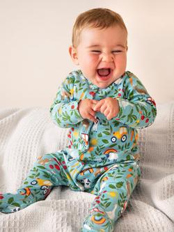 Frugi Baby Lovely Floral Cotton Sleepsuit, Multi - view 2, Multi