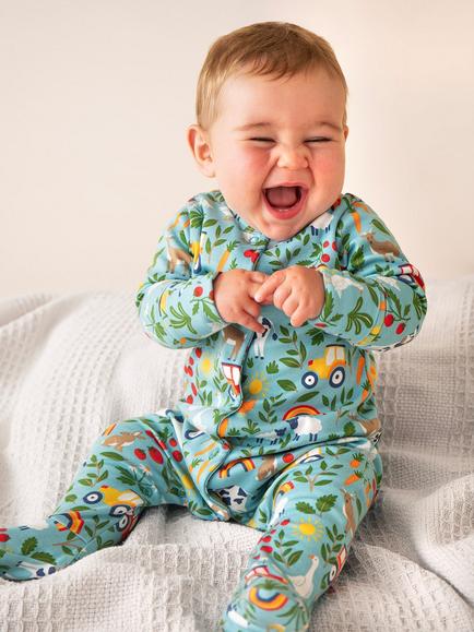 Frugi Baby Lovely Floral Cotton Sleepsuit, Multi - view 2, Multi