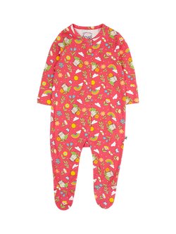 Frugi Baby Lovely Floral Hedgehog Cotton Sleepsuit, Multi, Multi