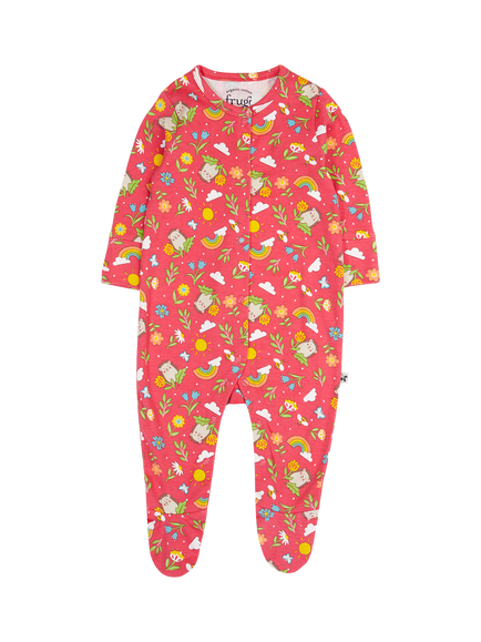 Frugi Baby Lovely Floral Hedgehog Cotton Sleepsuit, Multi, Multi